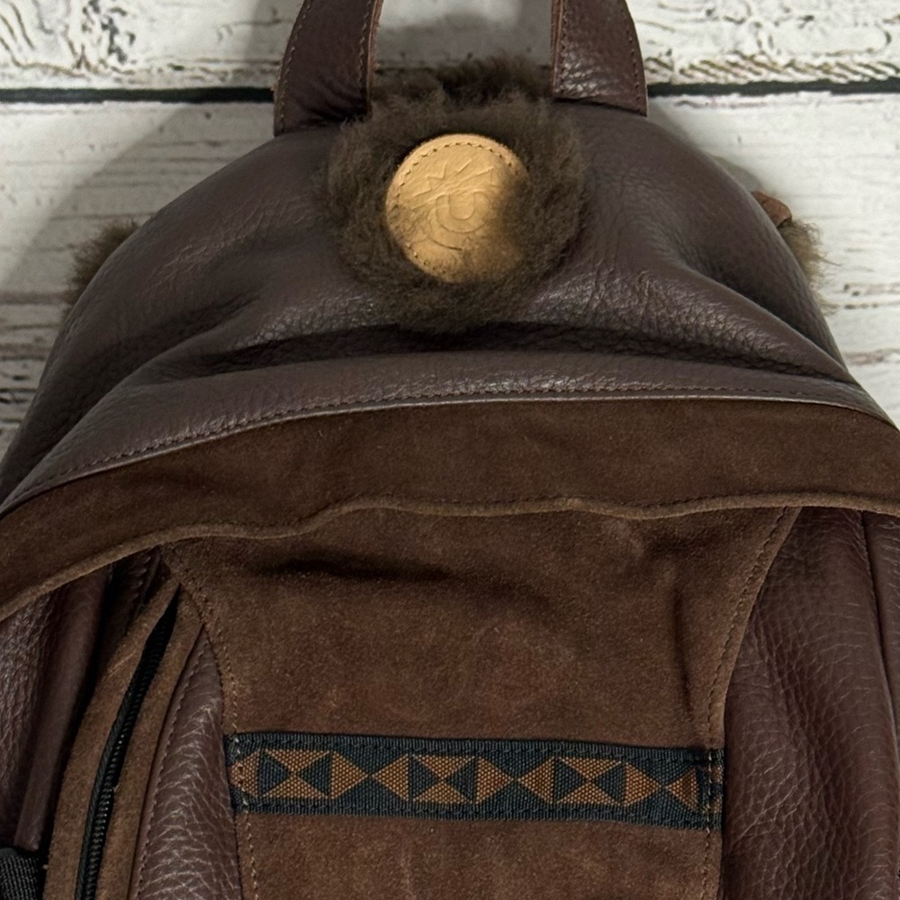 Brown Leather Backpack NWT Unisex - Picture 7 of 8